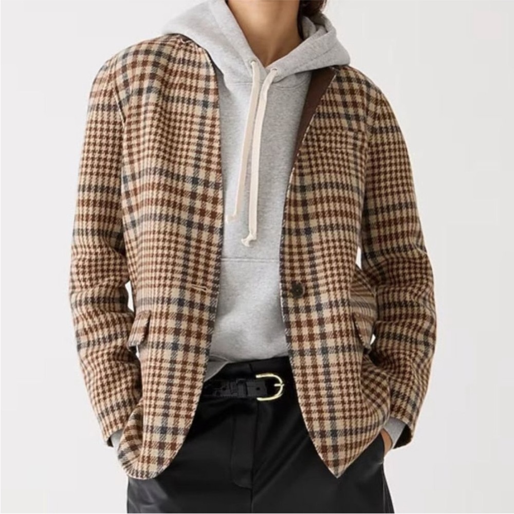 J.Crew Leighton plaid blazer-jacket in plaid double-faced wool blend 10